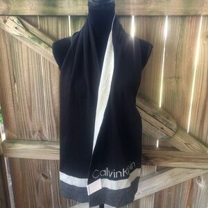 New Calvin Klein Black & Gray Winter Scarf 66”Long